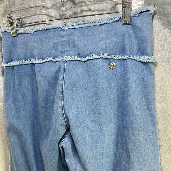 SHAFT Raw Edge Waist Belt With Zip Denim Flared Bell Bottom Italian Size US 6 - Picture 3 of 14